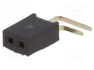 Connector: pin strips; socket; female; PIN: 2; THT; angled 90°; 1A CONNFLY