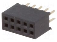Connector: pin strips; socket; female; PIN: 10; THT; straight; 1A CONNFLY