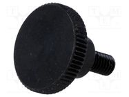 Knob; Ø: 16mm; Ext.thread: M4; 8mm; H: 9.5mm; steel; knurled ELESA+GANTER