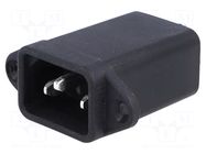 Connector: AC supply; socket; male; 1A; 250VAC; C14 (E); IEC 60320 FILTERCON