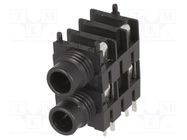 Connector: Jack 6,3mm; socket; female; mono,double; ways: 2; THT CLIFF