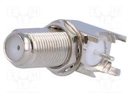 Connector: F; socket; female; angled 90°; THT; for panel mounting 