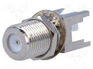 Connector: F; socket; female; straight; THT; for panel mounting 