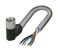 SENSOR CORD, R/A, M12 RCPT, FREE END, 3M