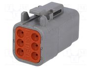 Connector: wire-wire; plug; female; DTM; for cable; PIN: 6; grey DEUTSCH