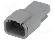 Connector: wire-wire; plug; male; DTM; for cable; PIN: 3; grey; IP68 DEUTSCH