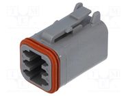 Connector: wire-wire; plug; female; DT; for cable; PIN: 6; grey; IP68 DEUTSCH