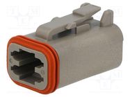 Connector: wire-wire; plug; female; DT; for cable; PIN: 4; grey; IP68 DEUTSCH