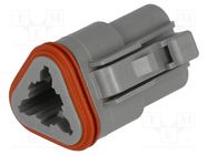 Connector: wire-wire; plug; female; DT; for cable; PIN: 3; grey; IP68 DEUTSCH