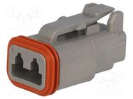 Connector: wire-wire; plug; female; DT; for cable; PIN: 2; grey; IP68 DEUTSCH