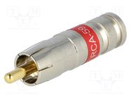 Connector: RCA; plug; male; compression; Cable: RG59; 75Ω; 3GHz PCT