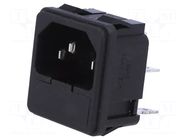 Connector: AC supply; socket; male; 10A; C14 (E); IEC 60320; 5x20mm ADAM TECH