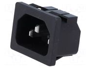 Connector: AC supply; socket; male; 10A; 250VAC; C14 (E); IEC 60320 ADAM TECH