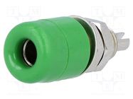 Connector: 4mm banana; socket; 32A; 60VDC; green; nickel plated SCHÜTZINGER