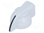 Knob; with pointer; Øshaft: 6mm; Ø19.5x14mm; white; Shaft: knurled SR PASSIVES