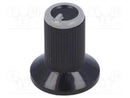 Knob; with flange; plastic; Øshaft: 6mm; Ø10x19mm; black; grey SR PASSIVES