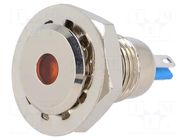 Indicator: LED; flat; orange; 12VDC; Ø12mm; IP67; for soldering ONPOW