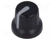 Knob; miniature,with pointer; ABS; Øshaft: 6mm; Ø16x14mm; black SR PASSIVES