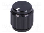 Knob; with pointer; aluminium; Øshaft: 6.35mm; Ø15x16.5mm; black SR PASSIVES