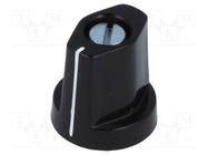 Knob; with flange,with pointer; plastic; Øshaft: 4mm; black MENTOR