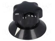 Knob; with pointer; ABS; Øshaft: 6mm; Ø25x22mm; black; Shaft: smooth MENTOR