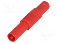 Connector: 4mm banana; plug; 24A; 1kVDC; red; insulated; 3mΩ HIRSCHMANN T&M