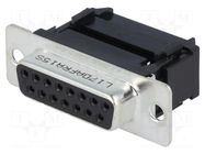 Connector: D-Sub; PIN: 15; plug; female; for ribbon cable; IDC; 5A AMPHENOL COMMUNICATIONS SOLUTIONS