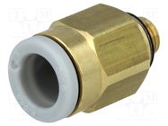 Push-in fitting; threaded,straight; -1÷10bar; brass; Thread: M5 SMC