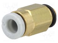 Push-in fitting; threaded,straight; -1÷10bar; brass; Thread: M5 SMC