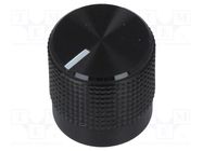 Knob; with pointer; Øshaft: 6mm; Ø15mm; black; Shaft: knurled CLIFF