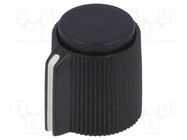 Knob; with pointer; plastic; Øshaft: 6.35mm; Ø13x15mm; black SR PASSIVES