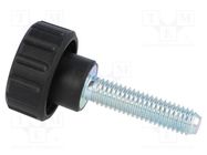 Knob; Ø: 20mm; Ext.thread: M6; 25mm; H: 16mm; polyamide; knurled ELESA+GANTER