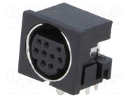 Connector: DIN mini; socket; female; PIN: 9; THT; angled 90° 