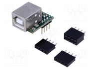 Module: USB; UART; -40÷85°C; 3.3÷5.25VDC; pin strips,USB B FTDI