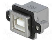 Connector: USB B; socket; MUSB; for panel mounting,screw; THT AMPHENOL COMMUNICATIONS SOLUTIONS