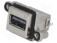 Connector: USB A; socket; MUSB; for panel mounting,screw; THT AMPHENOL COMMUNICATIONS SOLUTIONS