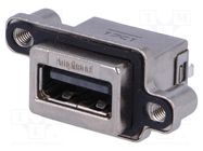 Connector: USB A; socket; MUSB; for panel mounting,screw; THT AMPHENOL COMMUNICATIONS SOLUTIONS