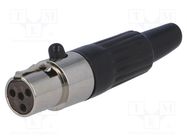 Connector: XLR mini; plug; female; PIN: 4; for cable; soldering NINIGI