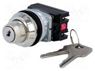 Switch: rotary with key; 30mm; Stabl.pos: 2; NC + NO; silver; IP56 