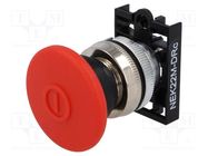 Switch: emergency stop; 22mm; Stabl.pos: 2; red; IP55; mushroom PROMET