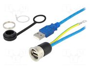 Cable; USB 2.0,with earthing,with cap; USB A socket,USB A plug ENCITECH