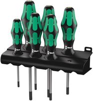 367/6 TORX® BO Kraftform Screwdriver set and rack, 1 x TX 10x80; 1 x TX 15x80; 1 x TX 20x100; 1 x TX 25x100; 1 x TX 30x115; 1 x TX 40x130, Wera