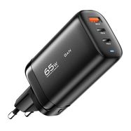 Charger 2xUSB-C 1xUSB-A 65W Essager GaN (black), Essager