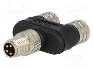 T adapter; PIN: 4; 60V; IP68; Y; M8 male,M8 female x2; 3A MOLEX