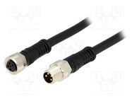 Cable: for sensors/automation; M8-M8; male; female; PIN: 4; plug 