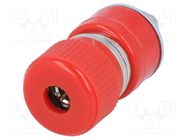 Connector: 4mm banana; socket; 30A; 60VDC; red; nickel plated SCI