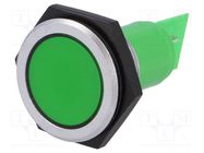 Indicator: LED; flat; green; 24÷28VDC; Ø30.2mm; IP67; brass SIGNAL-CONSTRUCT