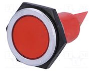 Indicator: LED; flat; red; 24÷28VDC; Ø30.2mm; IP67; brass; ØLED: 20mm SIGNAL-CONSTRUCT