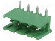 Pluggable terminal block; 5mm; ways: 4; angled 90°; socket; male 