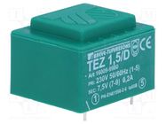 Transformer: encapsulated; 1.5VA; 230VAC; 7.5V; 200mA; PCB; IP00 BREVE TUFVASSONS